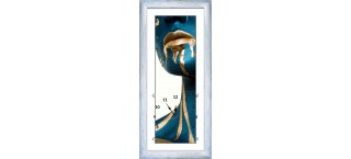 Часы-картина с паспарту в серебрянном багете 20х50 CTN(90)